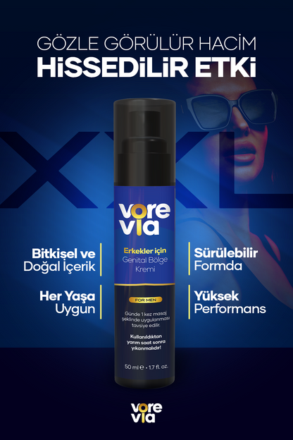 Vorevia Erkeklere Özel Büyütücü,Geciktirici ve Sertleştirici Krem - 50ML